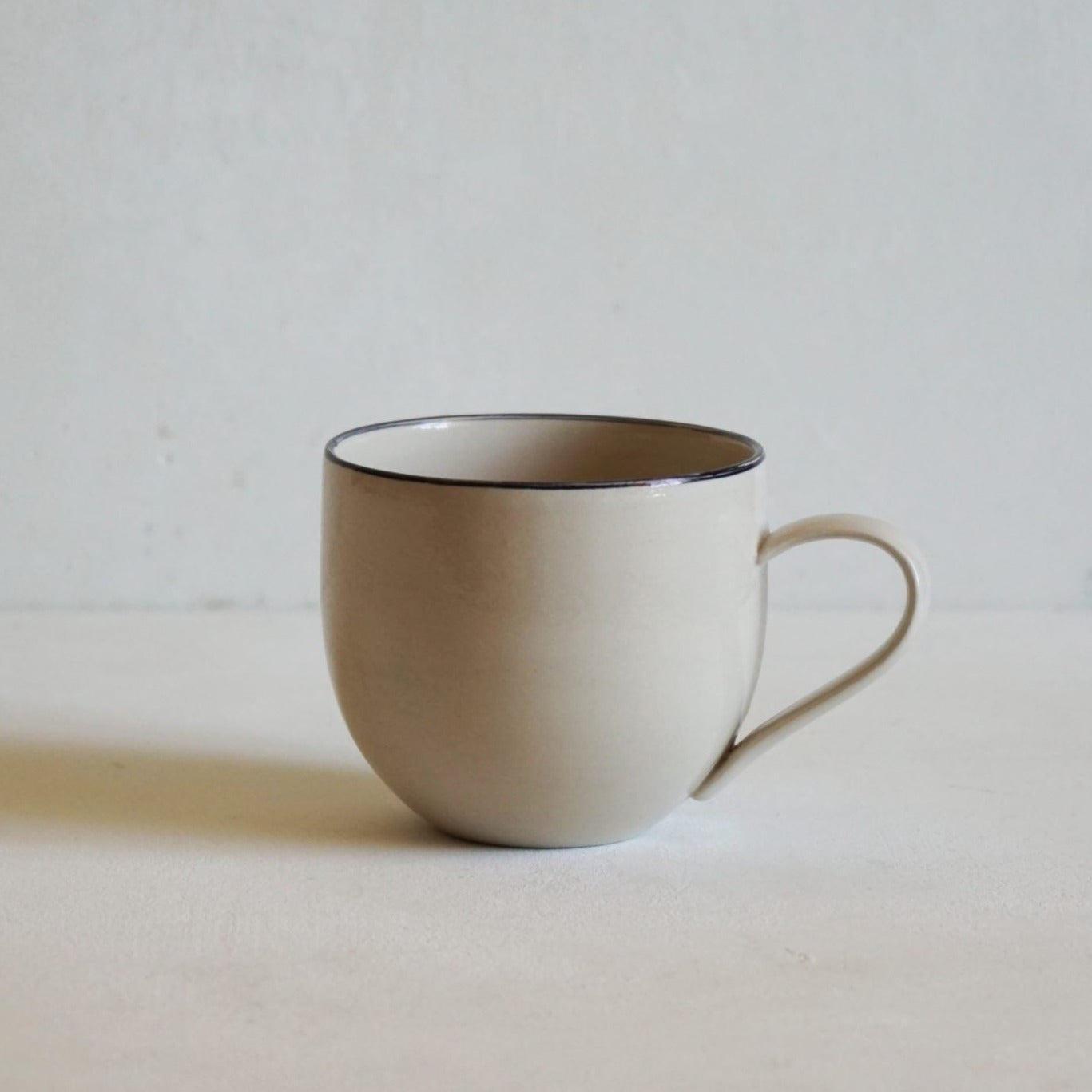 Simple Stoneware Mug with Black Rim | Handmade in UK