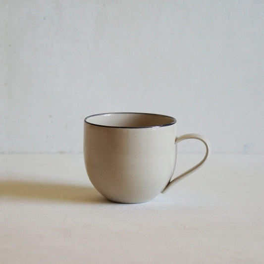 Simple Stoneware Mug with a Black Rim - Seconds