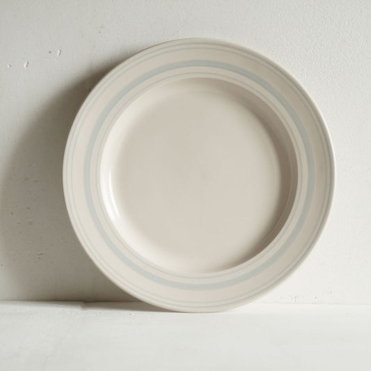 Classical Stoneware Duck Egg Linen Stripe Dinner Plate - Seconds