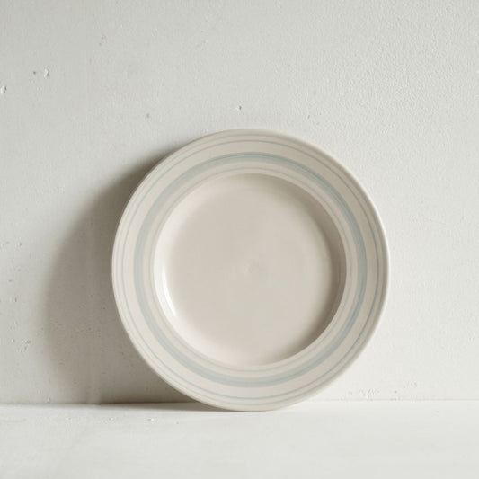 Classical Stoneware Duck Egg Linen Stripe Side Plate - Seconds