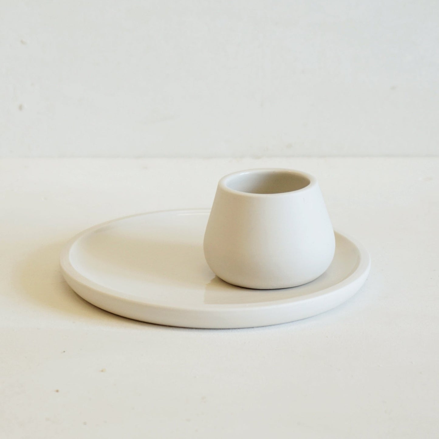 Simple Egg Cup Plate hand thrown in porcelain