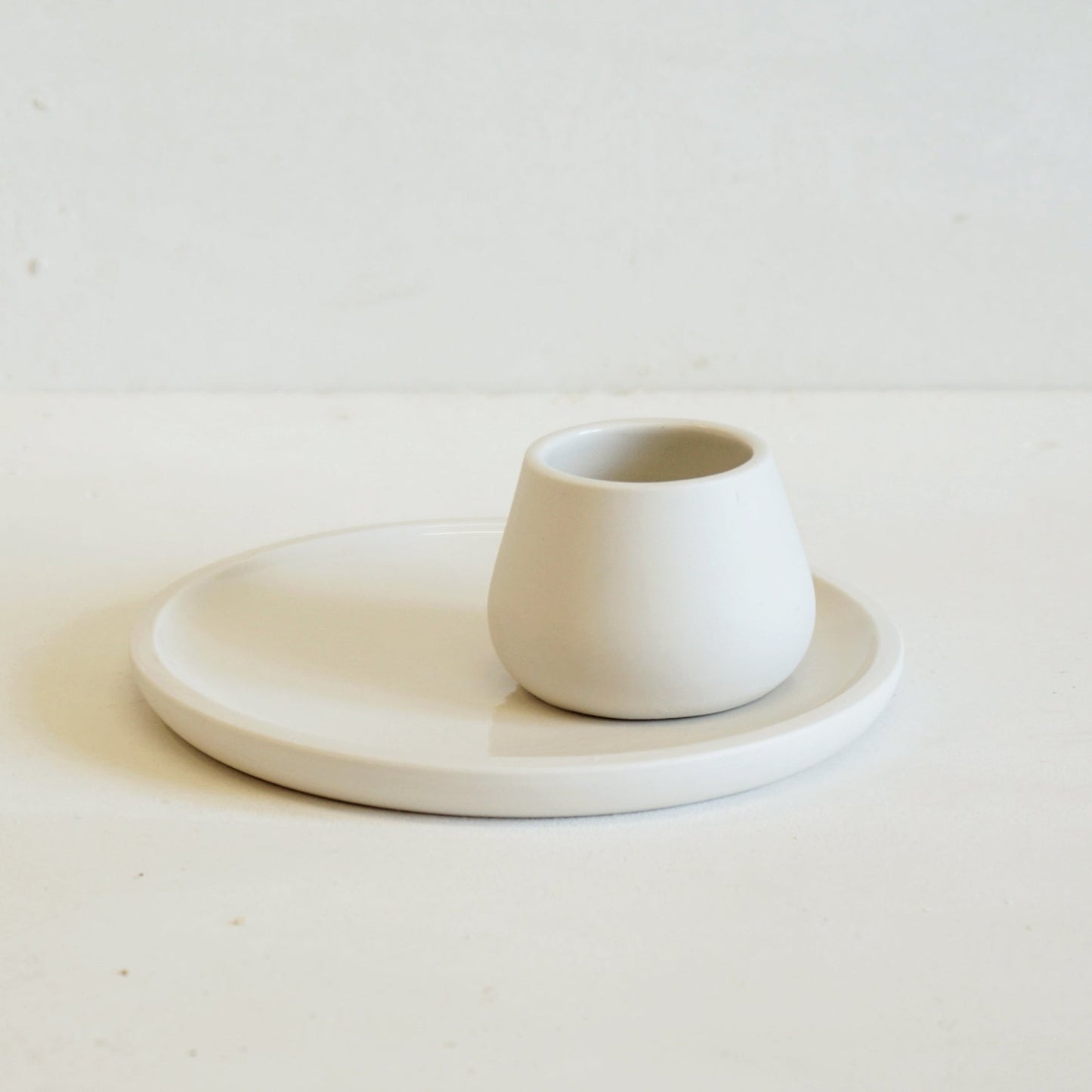 Simple Egg Cup Plate hand thrown in porcelain