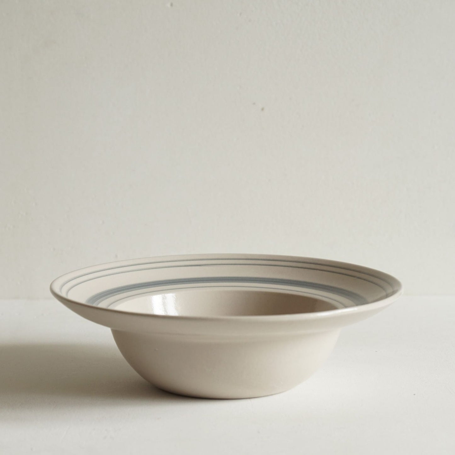 Grey Linen Stripe Deep Bowl