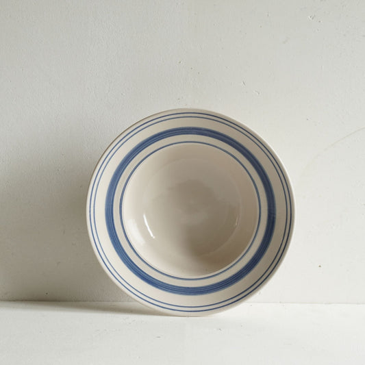 Classical Stoneware Navy Linen Stripe Deep Bowl - Seconds