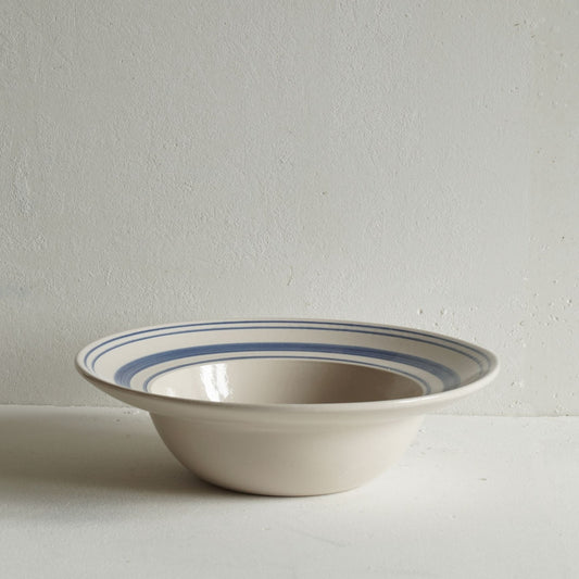 Classical Stoneware Navy Linen Stripe Deep Bowl - Seconds