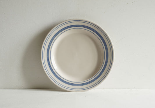 Set of Classical Stoneware Navy Linen Stripe Dinner Plates