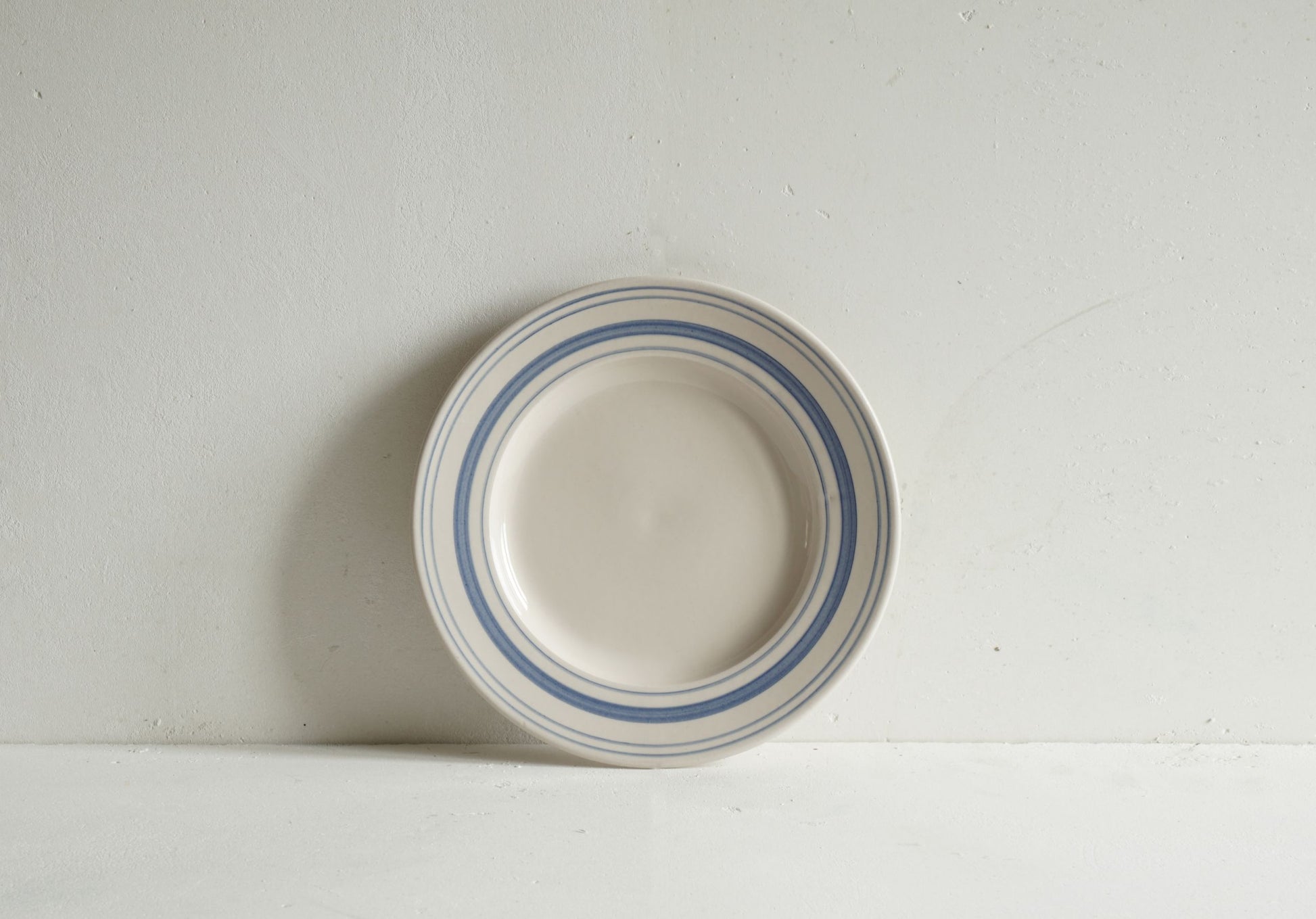 Set of Classical Stoneware Navy Linen Stripe Side Plates