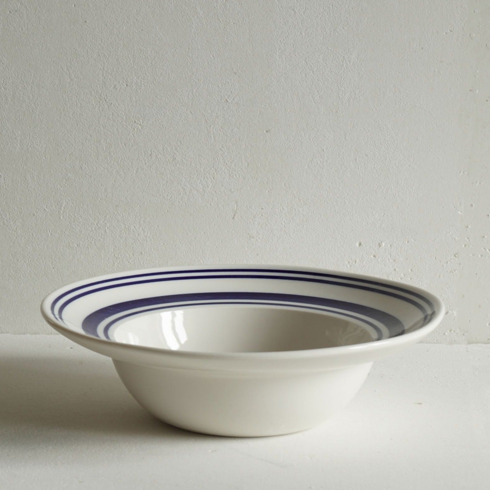 Porcelain Deep Bowl | Cobalt Blue Nautical Stripe | Traditional Dinnerware