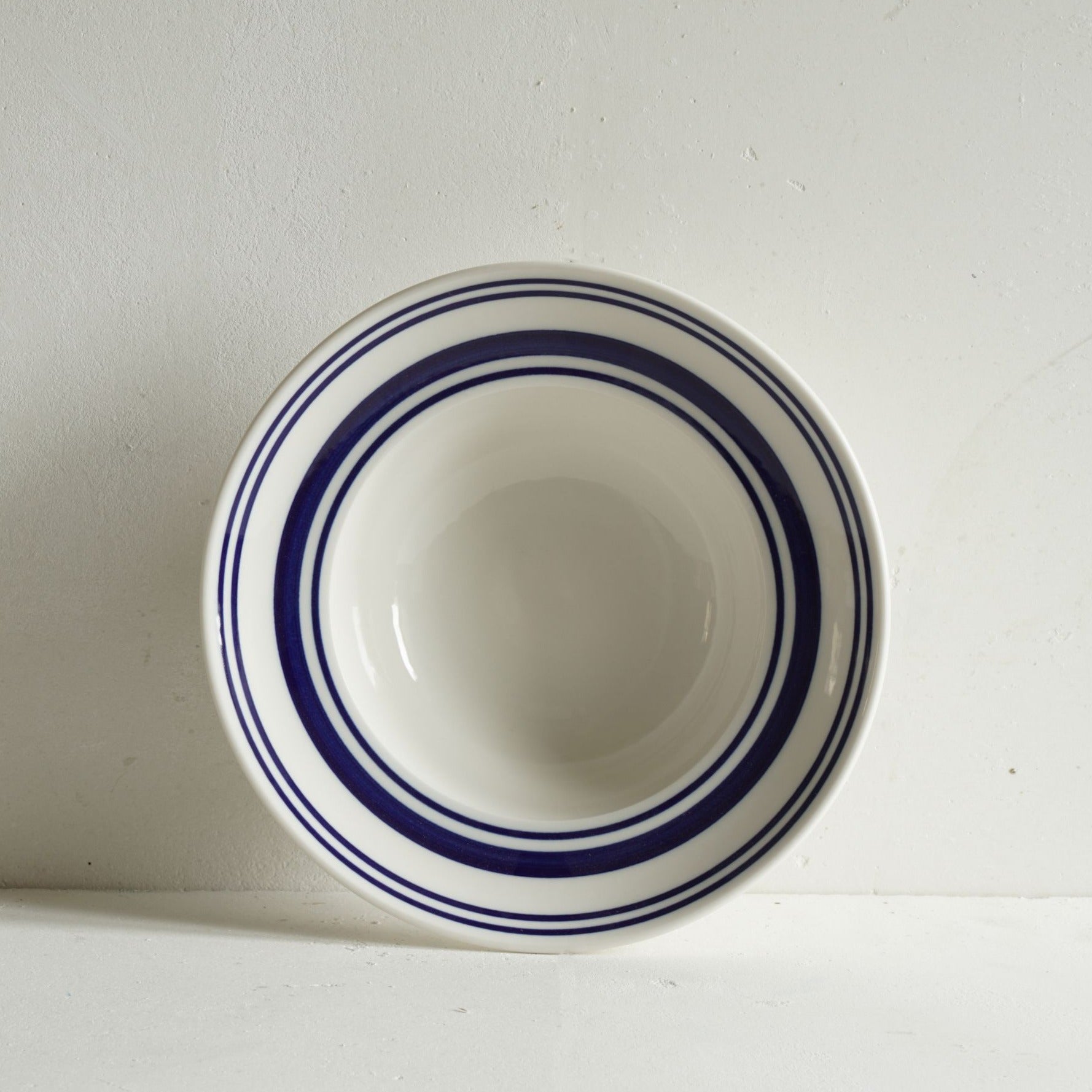 Porcelain Deep Bowl | Cobalt Blue Nautical Stripe | Traditional Dinnerware