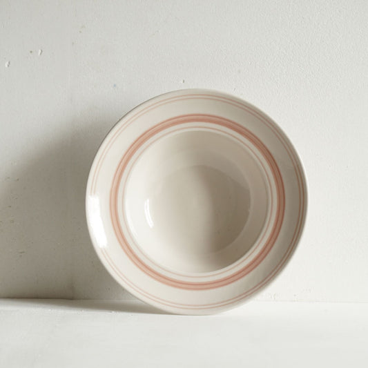 Classical Stoneware Rose Linen Stripe Deep Bowl - Seconds