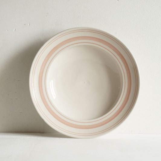 Classical Stoneware Rose Linen Stripe Shallow Bowl- Seconds