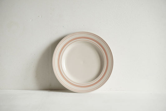 Set of Classical Stoneware Rose Linen Stripe Side Plates
