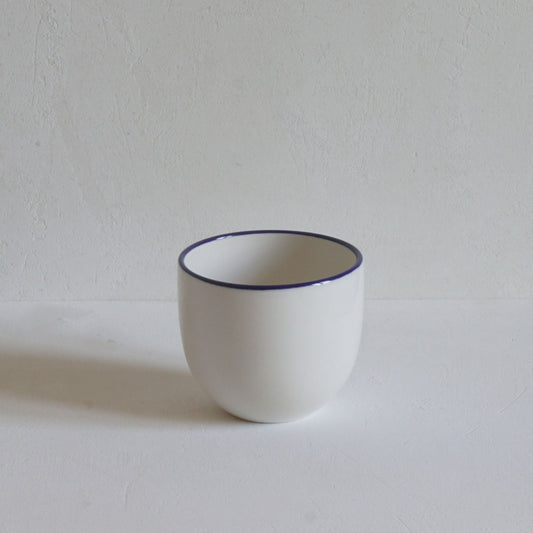 Simple Porcelain Beaker with Cobalt Blue Rim