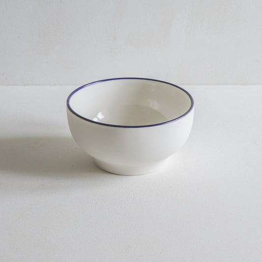Porcelain Simple Bowl with Cobalt Blue Rim