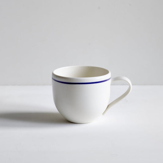 Simple Porcelain Mug with Cobalt Blue Line