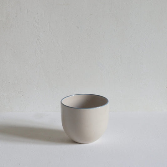 Simple Stoneware Beaker with Duck Egg Rim - Seconds