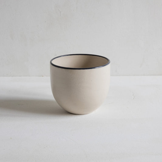 Simple Stoneware Beaker with Black Rim